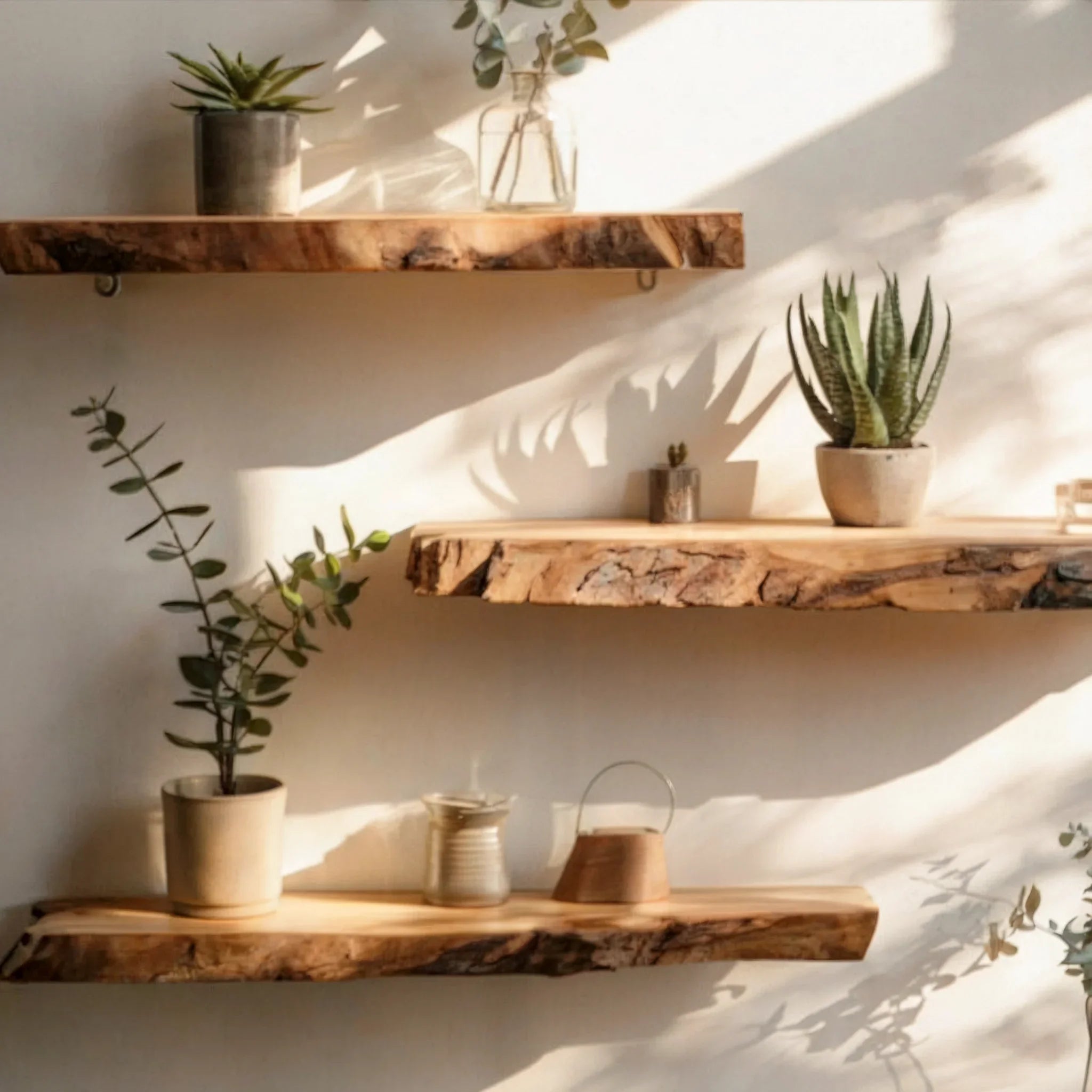 Live Edge Teak Root Floating Shelf – Rustic Wood for Plants, Books & Home Décor