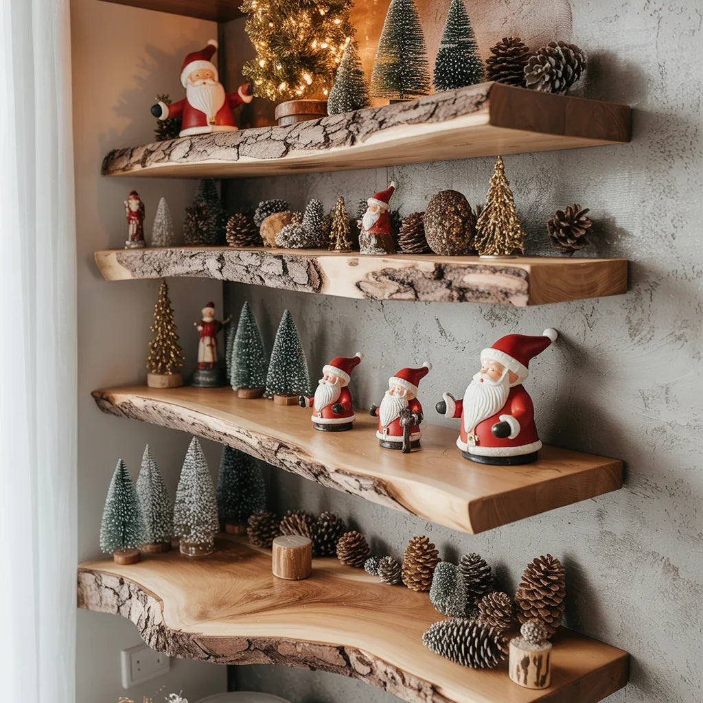Floating Wall Shelf – Solid Wood Shelf for Living Room Organization & Christmas Gift