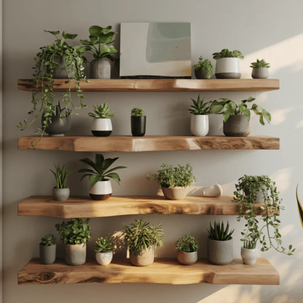 Floating Corner Wall Shelf – Live Edge Custom Shelf for Home Décor & Housewarming Gift