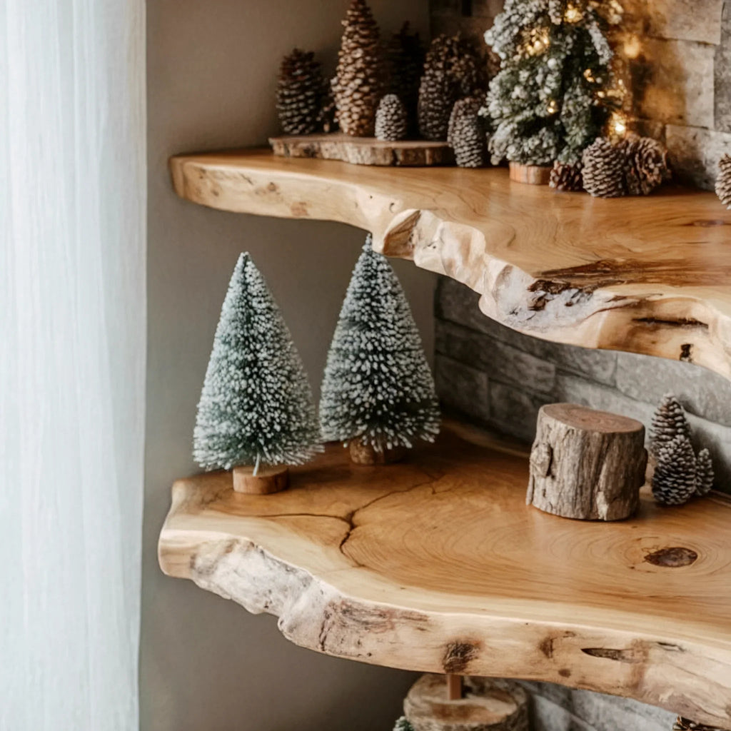 Floating Wall Shelf – Solid Wood Shelf for Living Room Organization & Christmas Gift