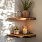 Rustic Teak Root Wood Corner Shelf - Floating Corner Shelves Decor