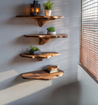 Live Edge Floating Shelves – Handcrafted Solid Wood Wall Shelves for Modern Home Decor