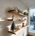 Rustic Live Edge Floating Wall Shelf – Handcrafted Solid Wood Decor