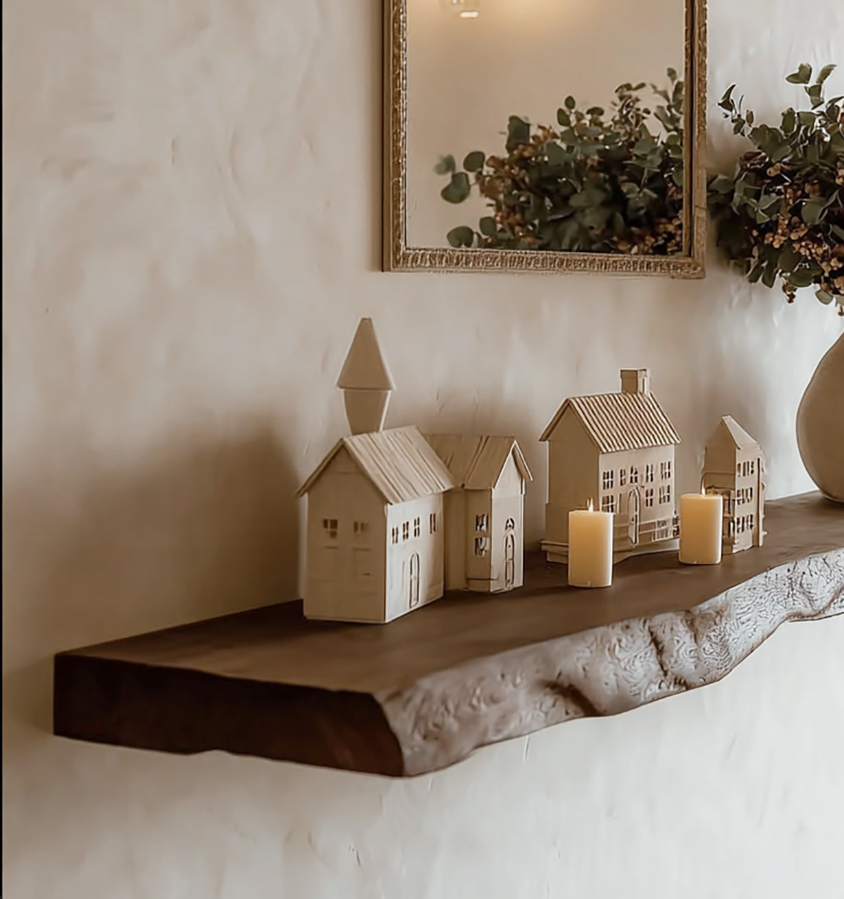 Handmade Live Edge Floating Shelf – Rustic Solid Wood Wall Shelf for Farmhouse Decor