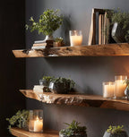 Handmade Live Edge Wooden Floating Shelves – Solid Wood Wall Shelf Set