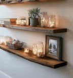 Handmade Live Edge Floating Shelves – Solid Wood Rustic Wall Display