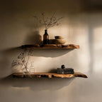 Handmade Christmas Live Edge Floating Shelf – Rustic Wooden Bookshelf & Holiday Décor