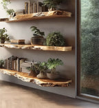 Live Edge Floating Shelves – Handmade Solid Wood Wall Shelves for Rustic Decor