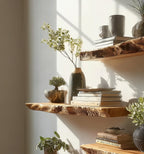 Handmade Live Edge Floating Shelves – Solid Wood Wall Shelf Set